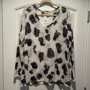 BiBi Semi Sheer Cheetah Print Long Sleeve Sweater Size L